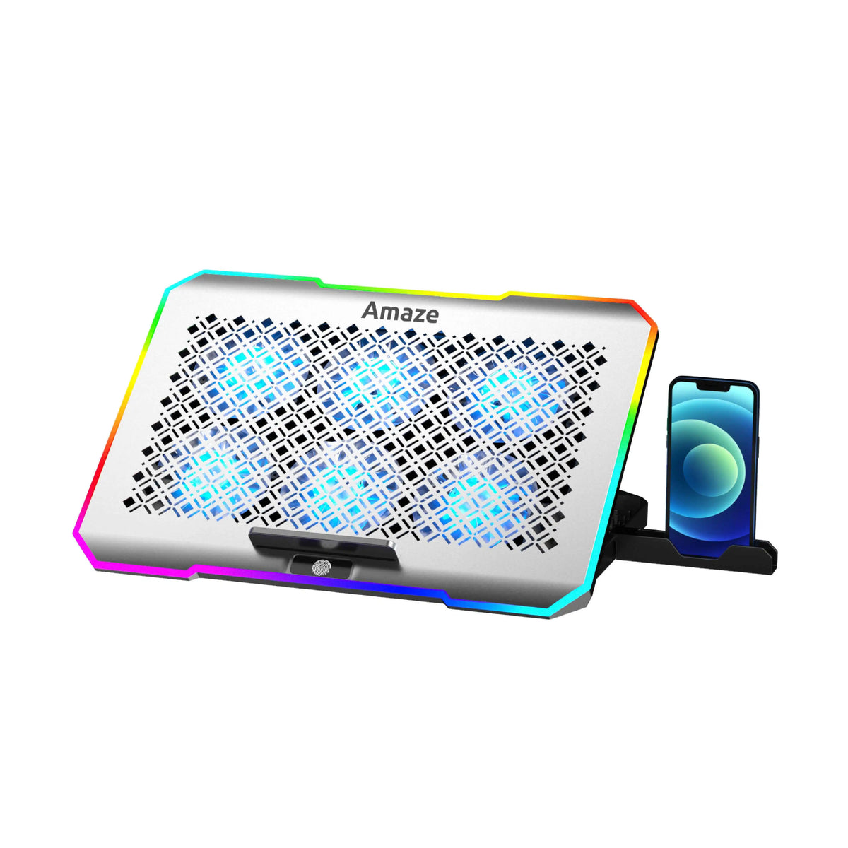 Amaze A500 Laptop Hexa fans RGB Cooling Stand with Phone Holder Ergonomic Design in Pakistan - image 1