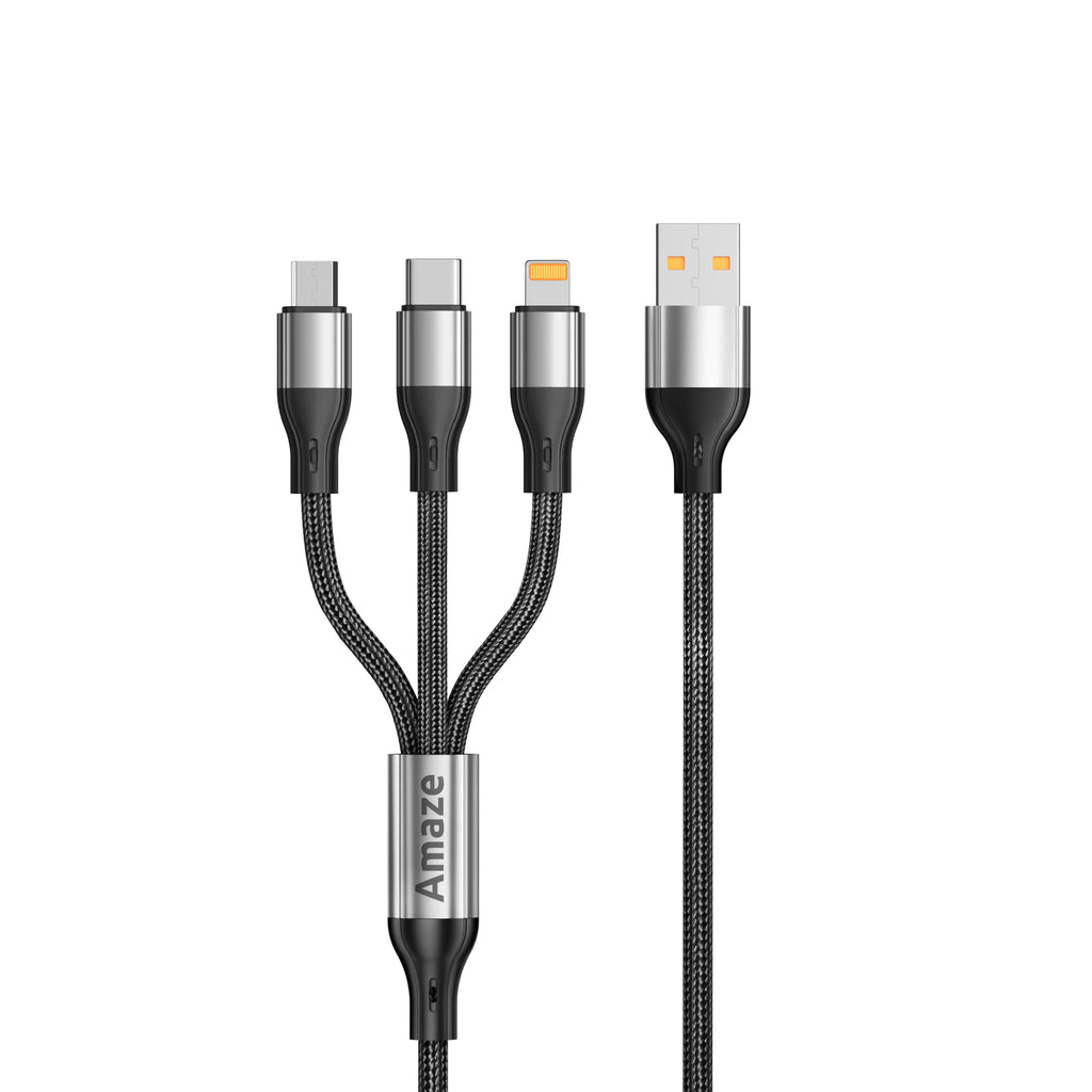 Amaze A30 3-in-1 USB to Micro/TypeC/iP Cable 3.5A 1.2m in Pakistan - image 1