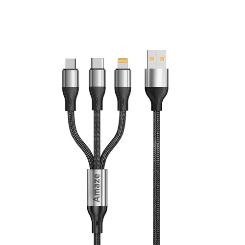 Amaze A30 3-in-1 USB to Micro/TypeC/iP Cable 3.5A 1.2m in Pakistan - image 1