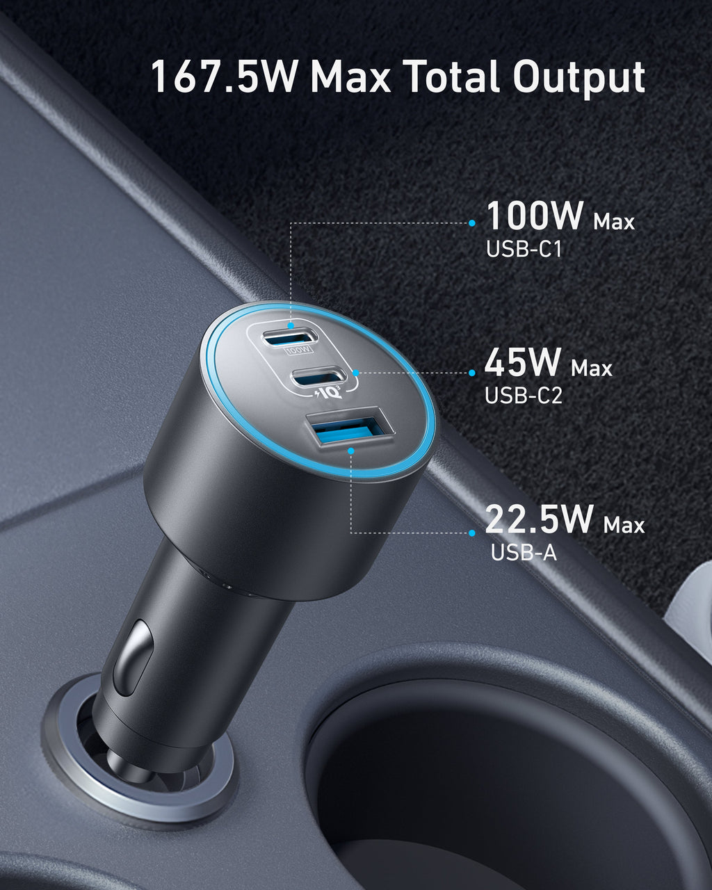 Anker Nano Car Charger 167.5W 3 Ports - A2737 - view 2