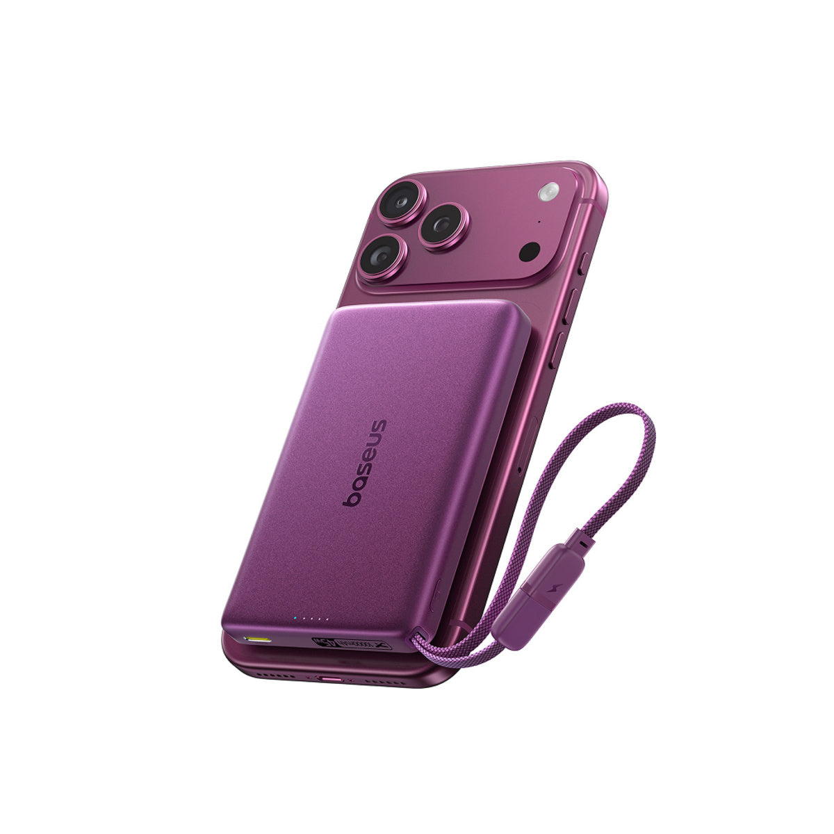 Baseus PicoGo AM52 Qi2.2 Magnetic Power Bank with Cable 10000mAh 45W Dark Cherry Edition official product image 3