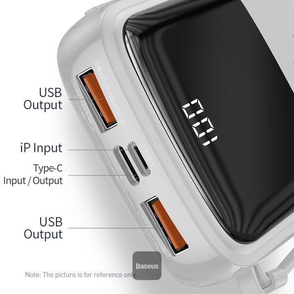 Baseus Qpow 10000mAh Power Bank Pakistan – Built-in Cable Fast Charging