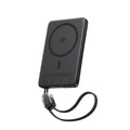 Baseus PicoGo AM41 magnetic power bank 10000mAh 27W in Cosmic Black, front view with built-in USB-C cable