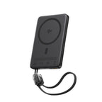 Baseus PicoGo AM41 magnetic power bank 10000mAh 27W in Cosmic Black, front view with built-in USB-C cable