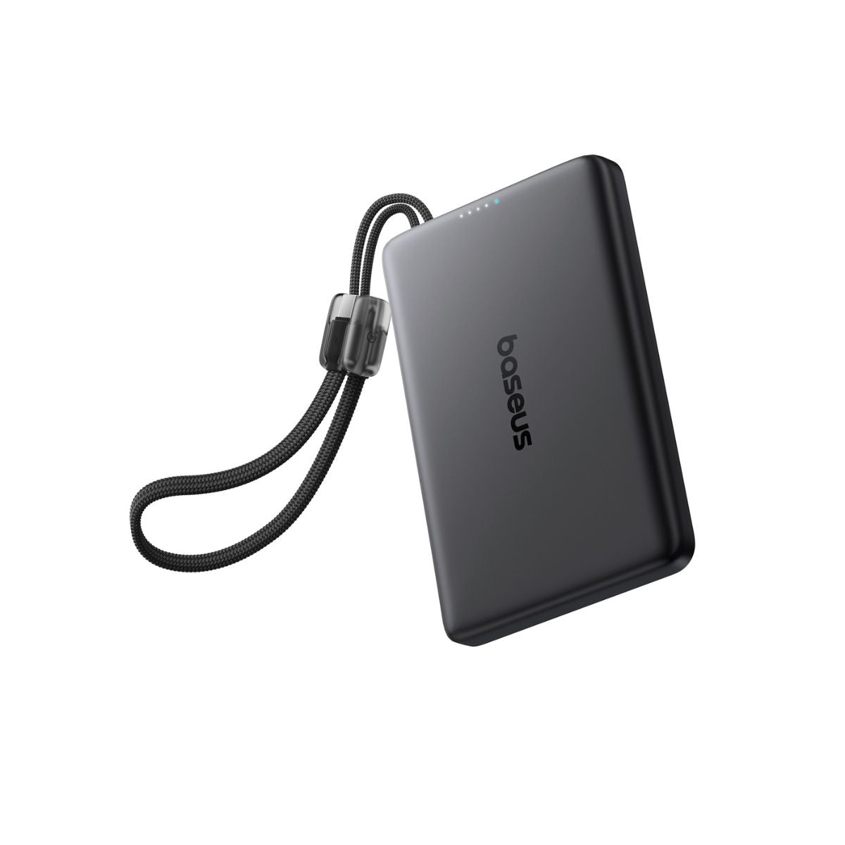 Baseus PicoGo AM41 power bank attached magnetically to a smartphone while charging