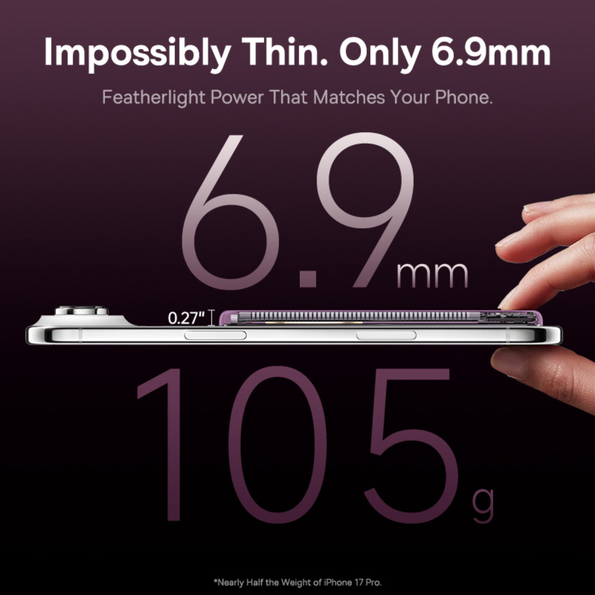 Baseus Picogo Air AM71 3C Magnetic Power Bank 5000mAh 22.5W Dark Cherry Edition official product image 6