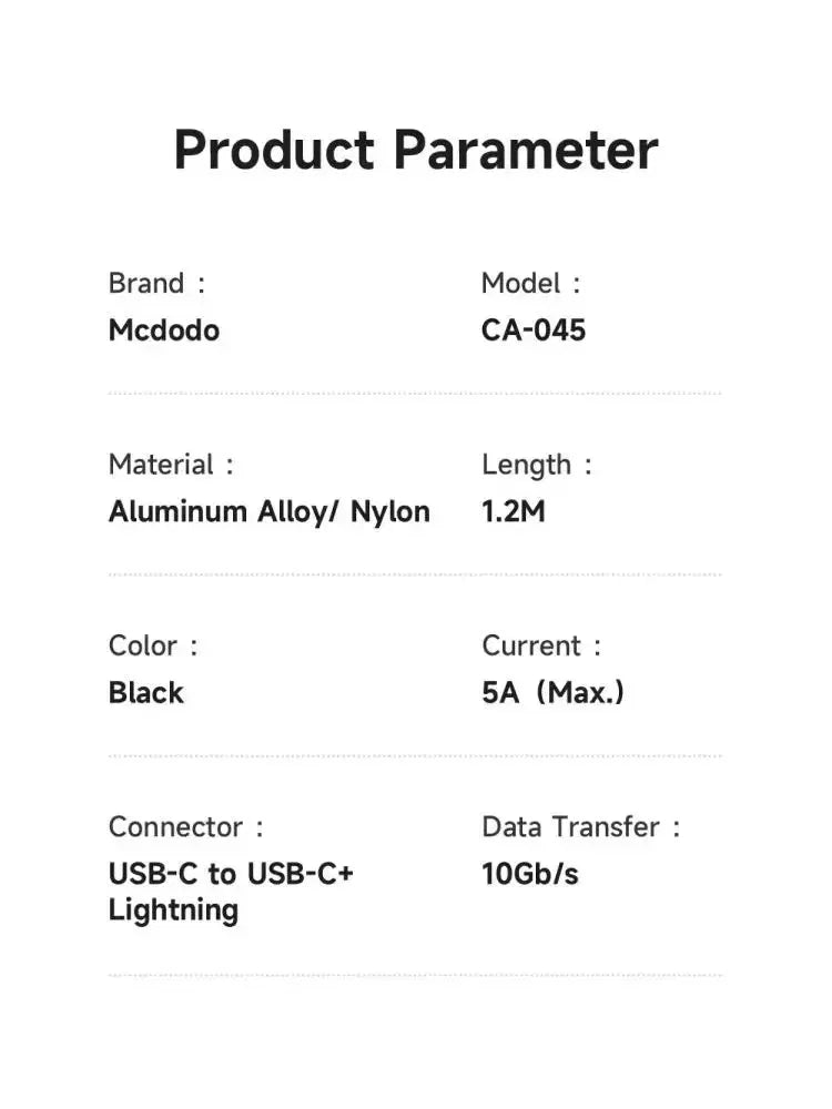Mcdodo 2-in-1 100W USB-C to USB-C + Lightning Fast Charging Data Cable 1.2m - CA-0450 - image 4