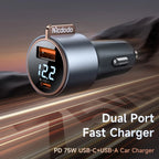 Mcdodo Car Charger 75W Dual Port USB-A + USB-C Fast Charging - CC-3690 - image 2
