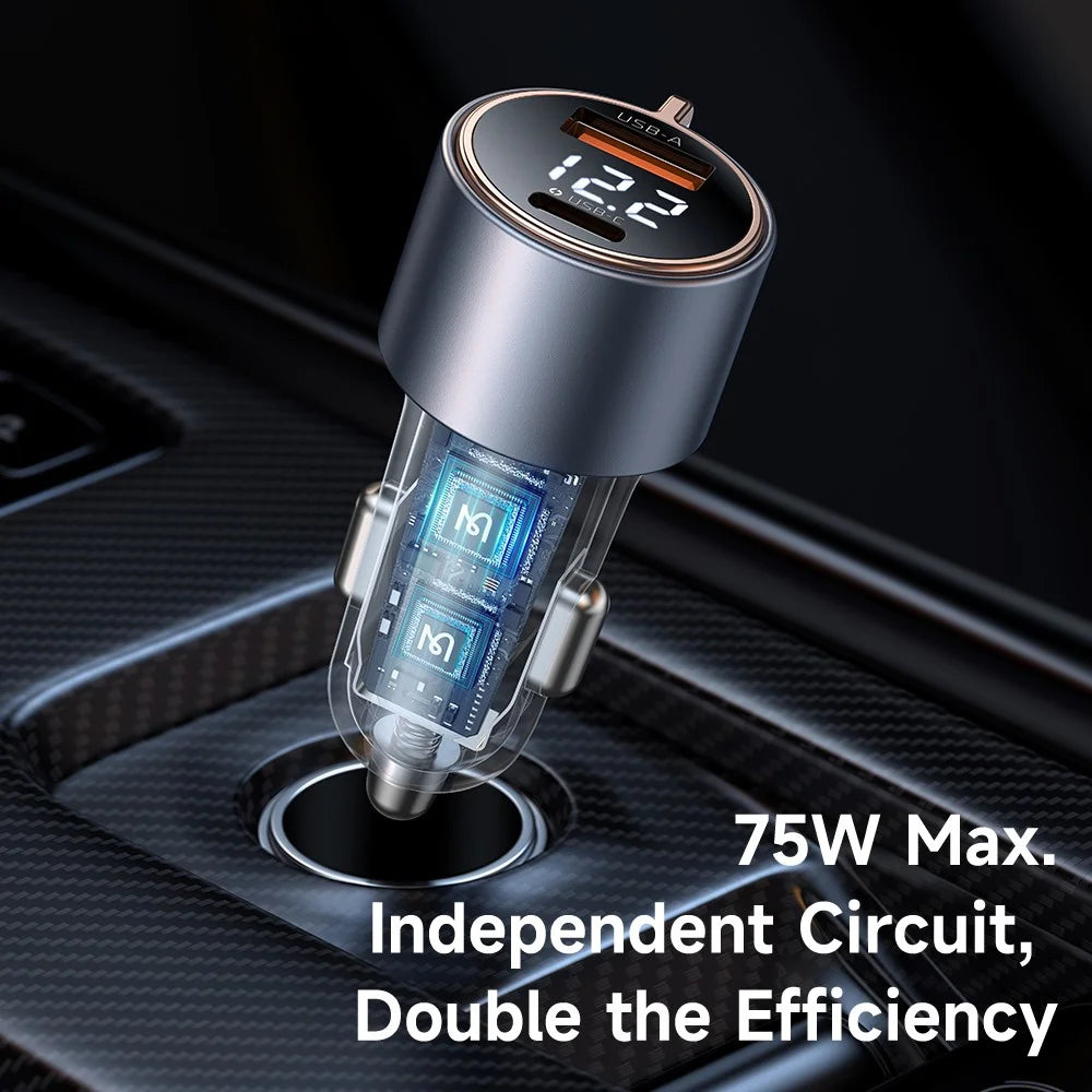Mcdodo Car Charger 75W Dual Port USB-A + USB-C Fast Charging - CC-3690 - image 3