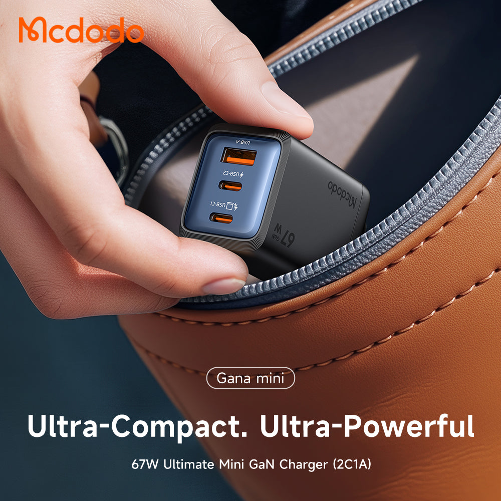 Mcdodo Mini GaN Charger 67W 3-Port Fast Charger 2 USB-C + 1 USB-A - CH-098 - image 2