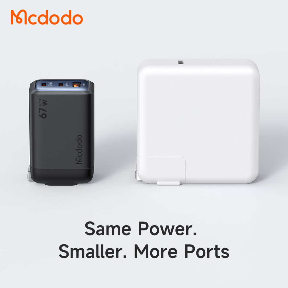 Mcdodo Mini GaN Charger 67W 3-Port Fast Charger 2 USB-C + 1 USB-A - CH-098 - image 3
