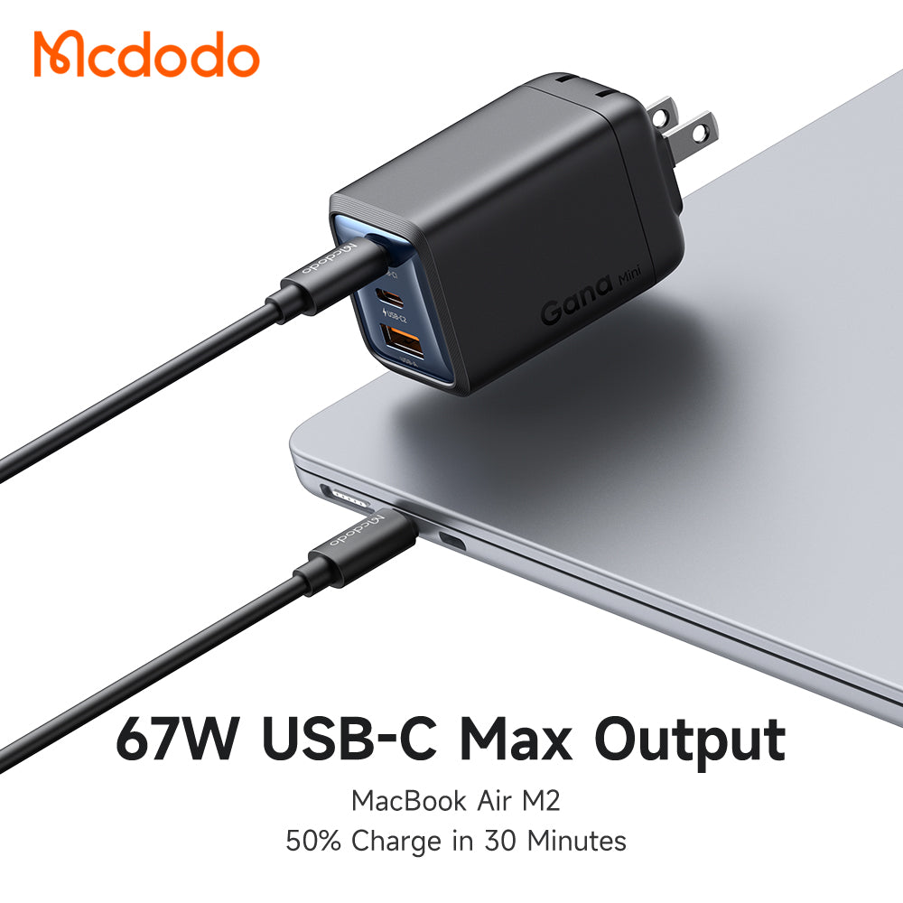 Mcdodo Mini GaN Charger 67W 3-Port Fast Charger 2 USB-C + 1 USB-A - CH-098 - image 4