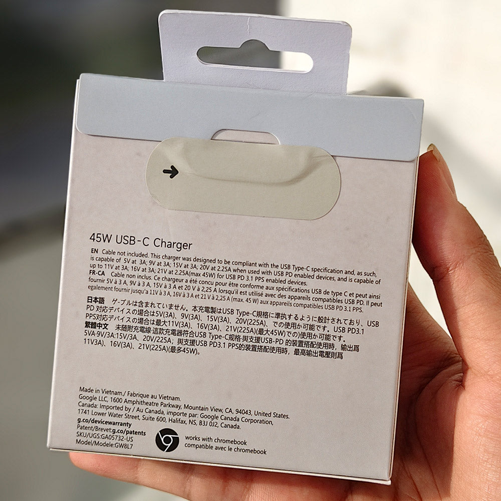 Google 45W USB-C Fast Charger Pakistan (EU Version) – Pixel & Chromebook