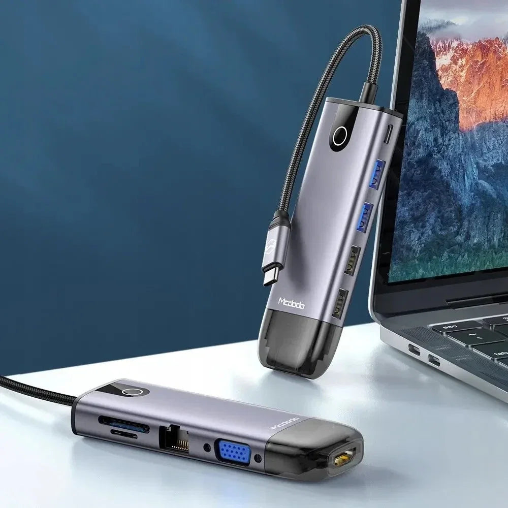 Mcdodo 10-in-1 USB-C Hub (Gigabit LAN HDMI4K VGA 4xUSB3.0 SD/TF 100W PD Thunderbolt 3) - HU-7420 - image 4