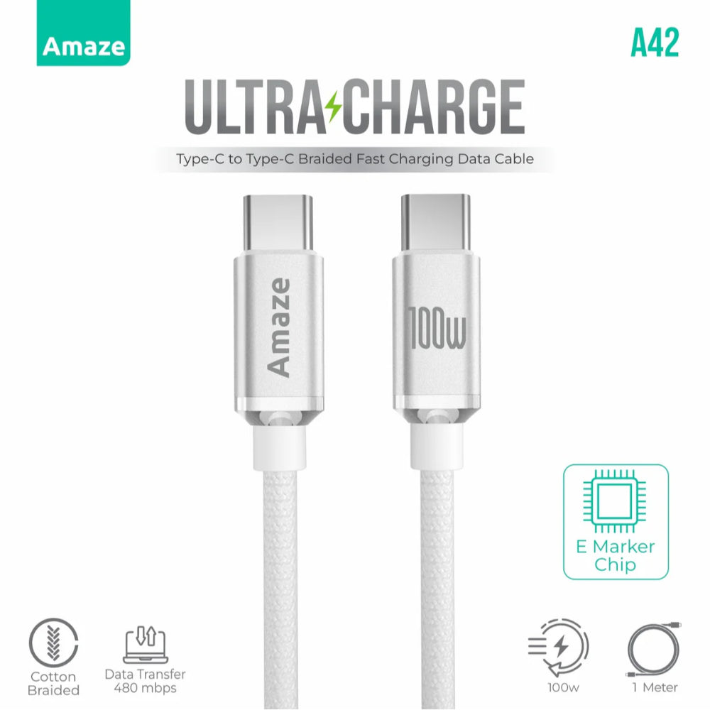 Amaze A42 USB-C to USB-C 100W Cable 1m in Pakistan - image 2