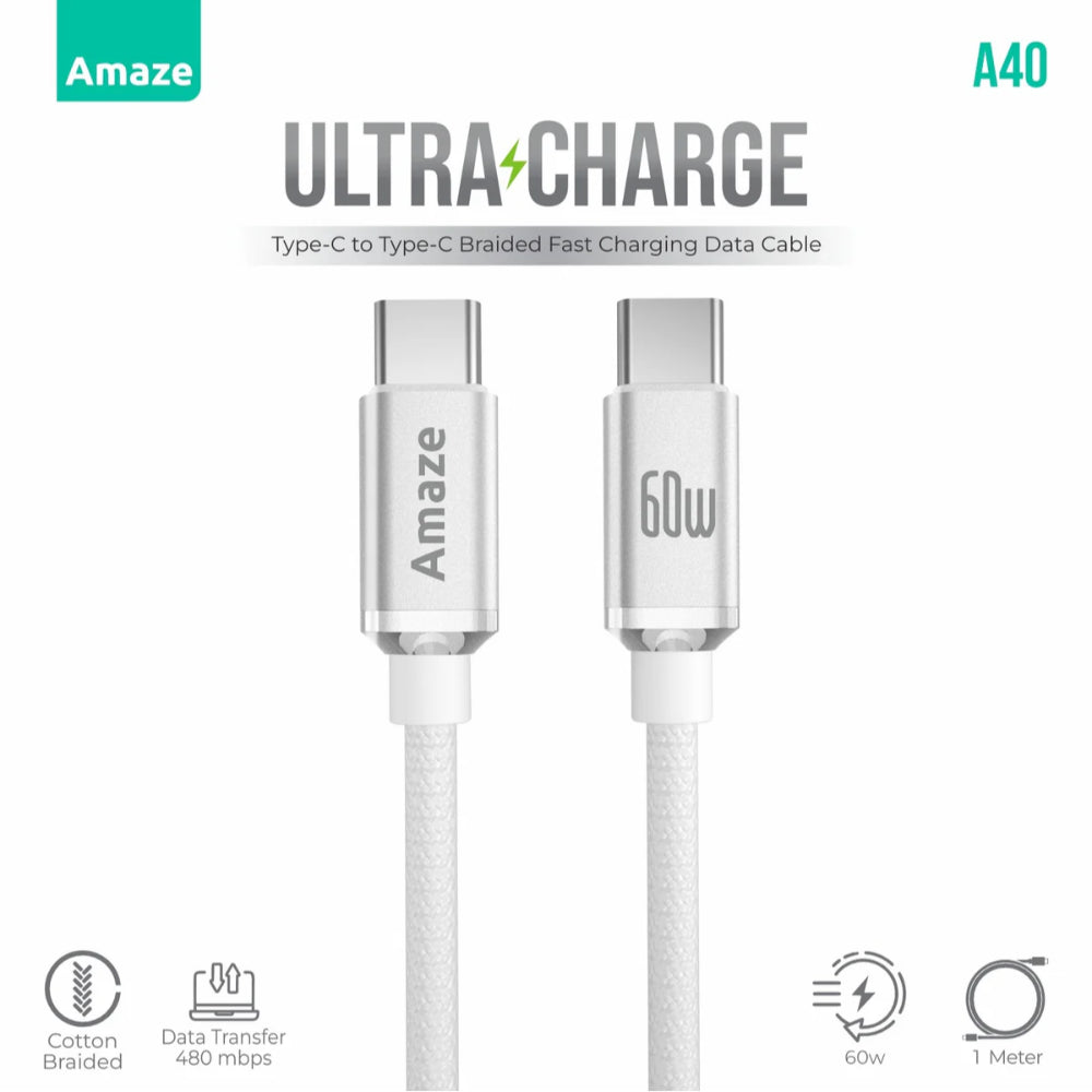 Amaze A40 USB-C to USB-C 60W Cable 1m in Pakistan - image 3