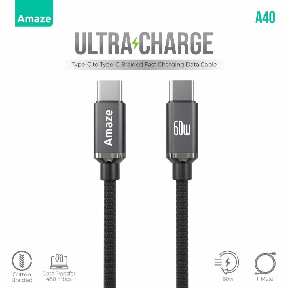 Amaze A40 USB-C to USB-C 60W Cable 1m in Pakistan - image 4