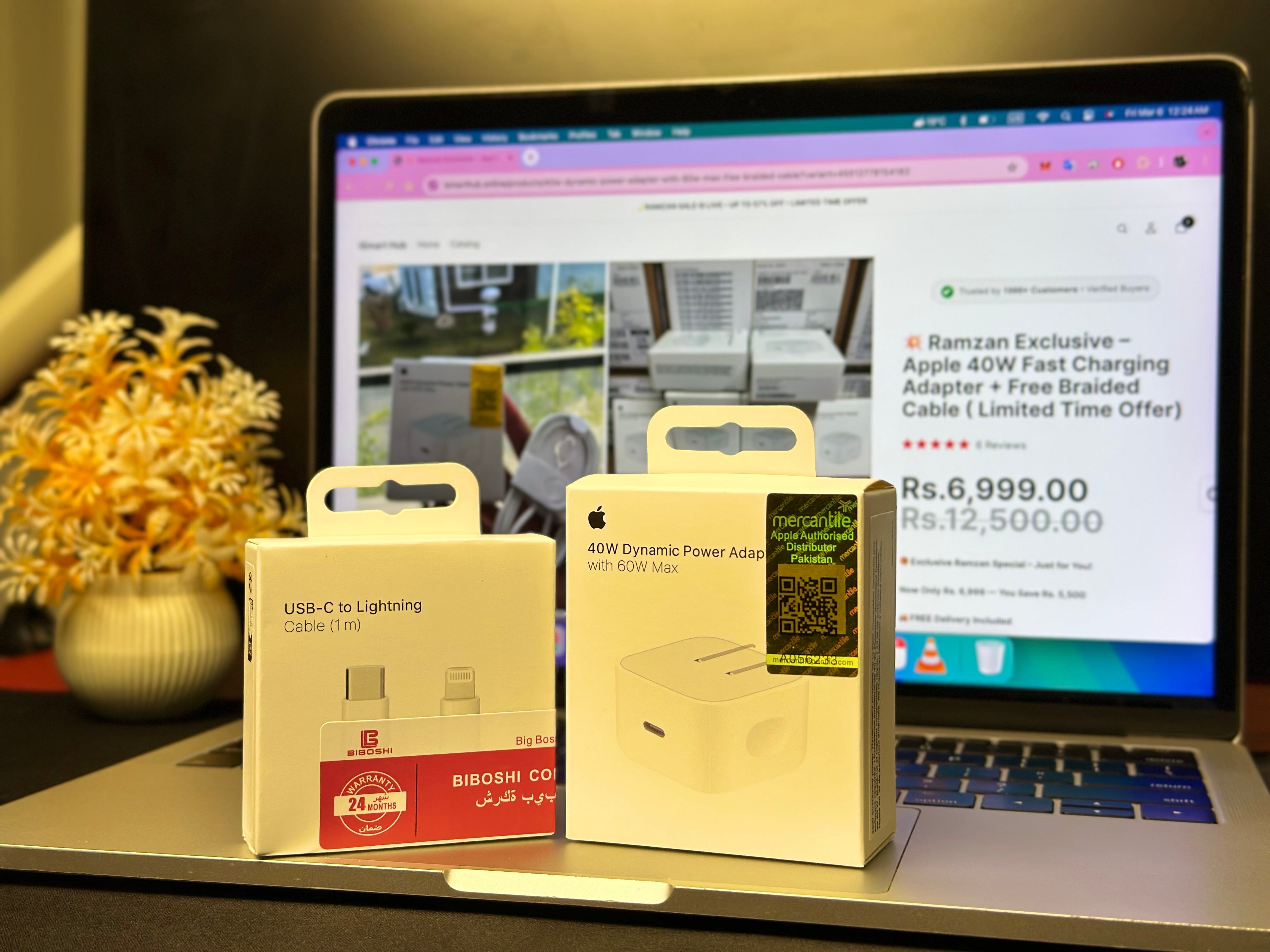 Apple 40W Dynamic Power Adapter With 60W Max + FREE Braided Cable