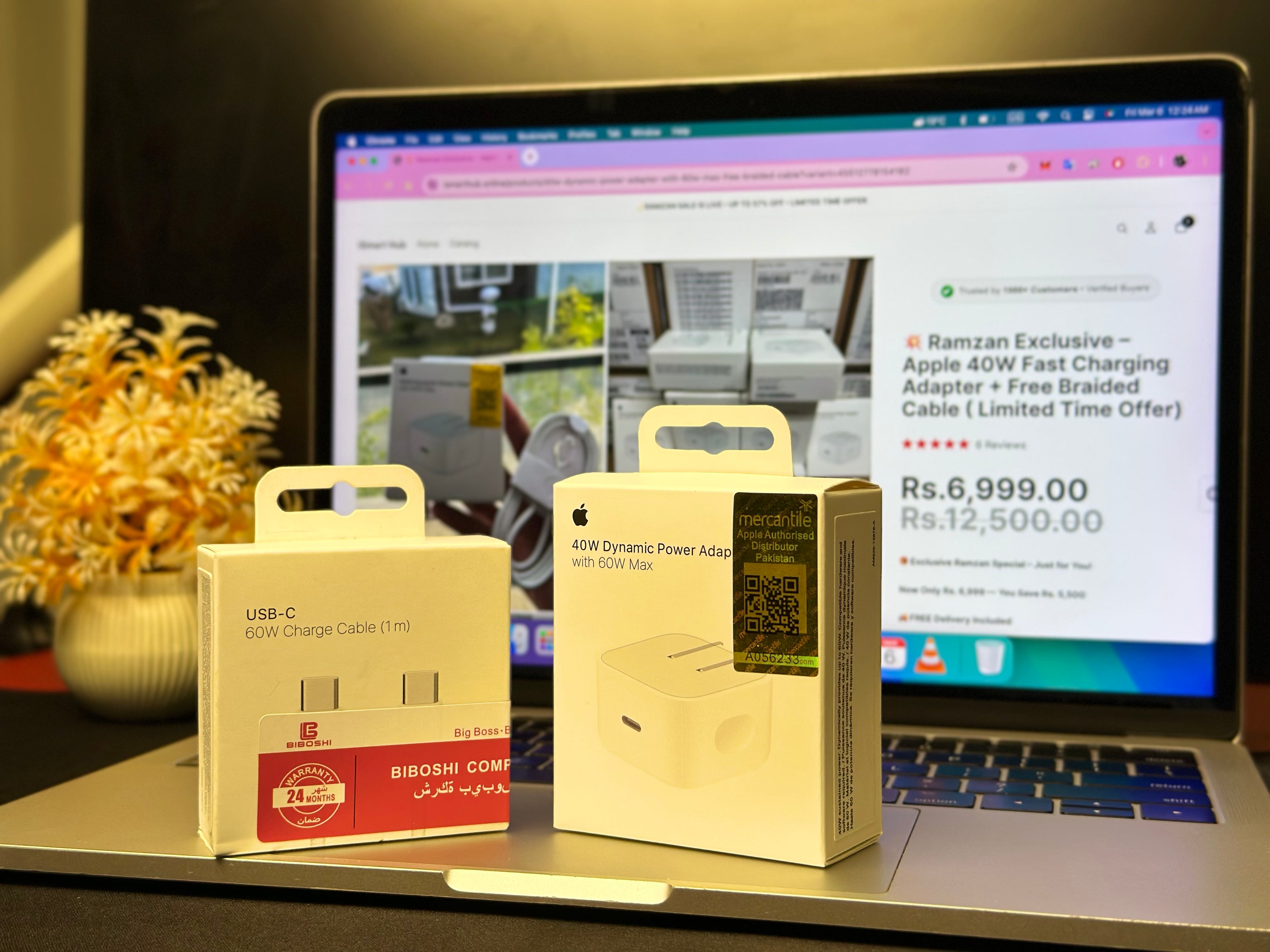 Apple 40W Dynamic Power Adapter With 60W Max + FREE Braided Cable