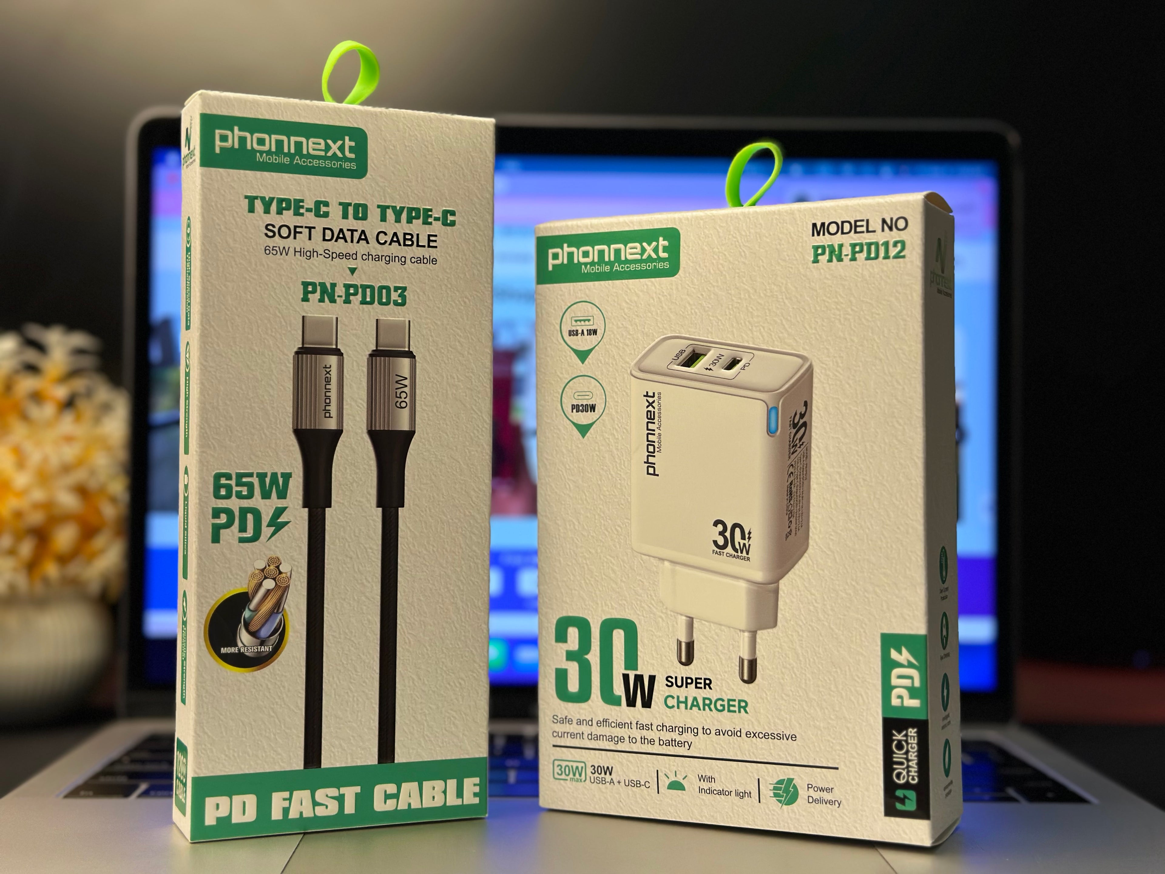 Phonext 2-Port USB (C + A) GaN Charger (30W/30W) | EU-Plug | Compatible Android & iOS