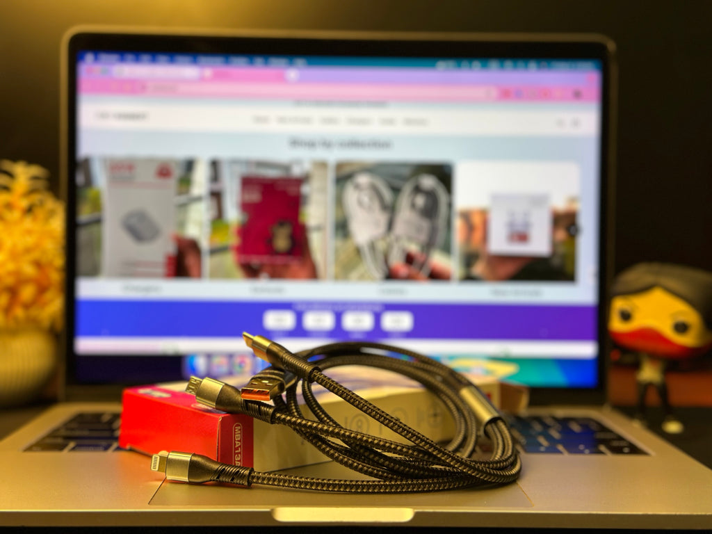 BIBOSHI 3-in-1 Braided Fast Charging Cable (Type-C, Micro USB &amp; Lightning)