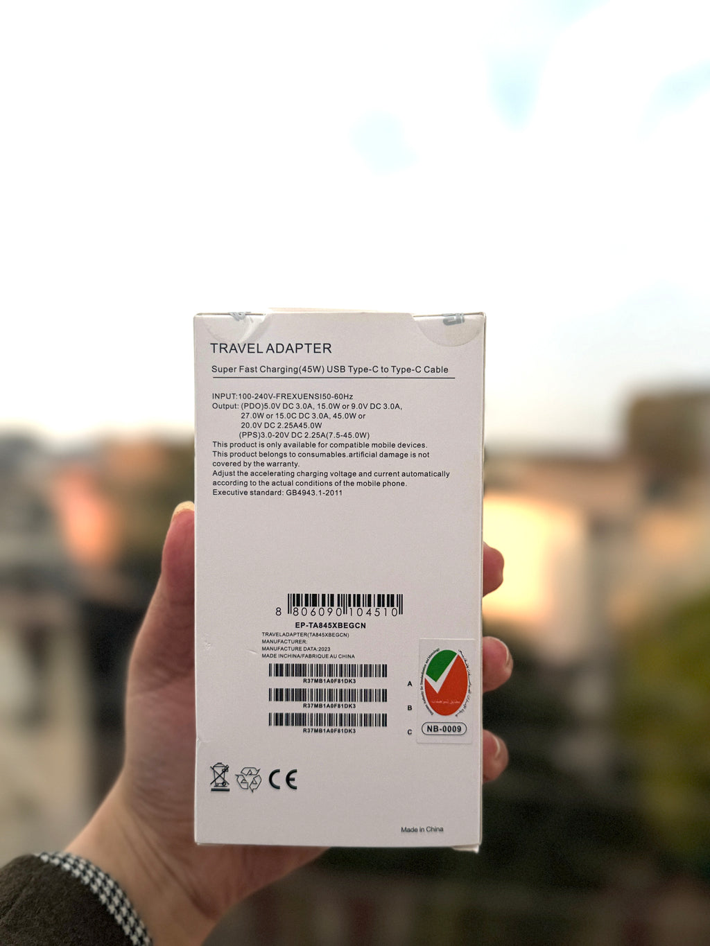 45W USB‑C PD Fast Charger with Type‑C to C Cable