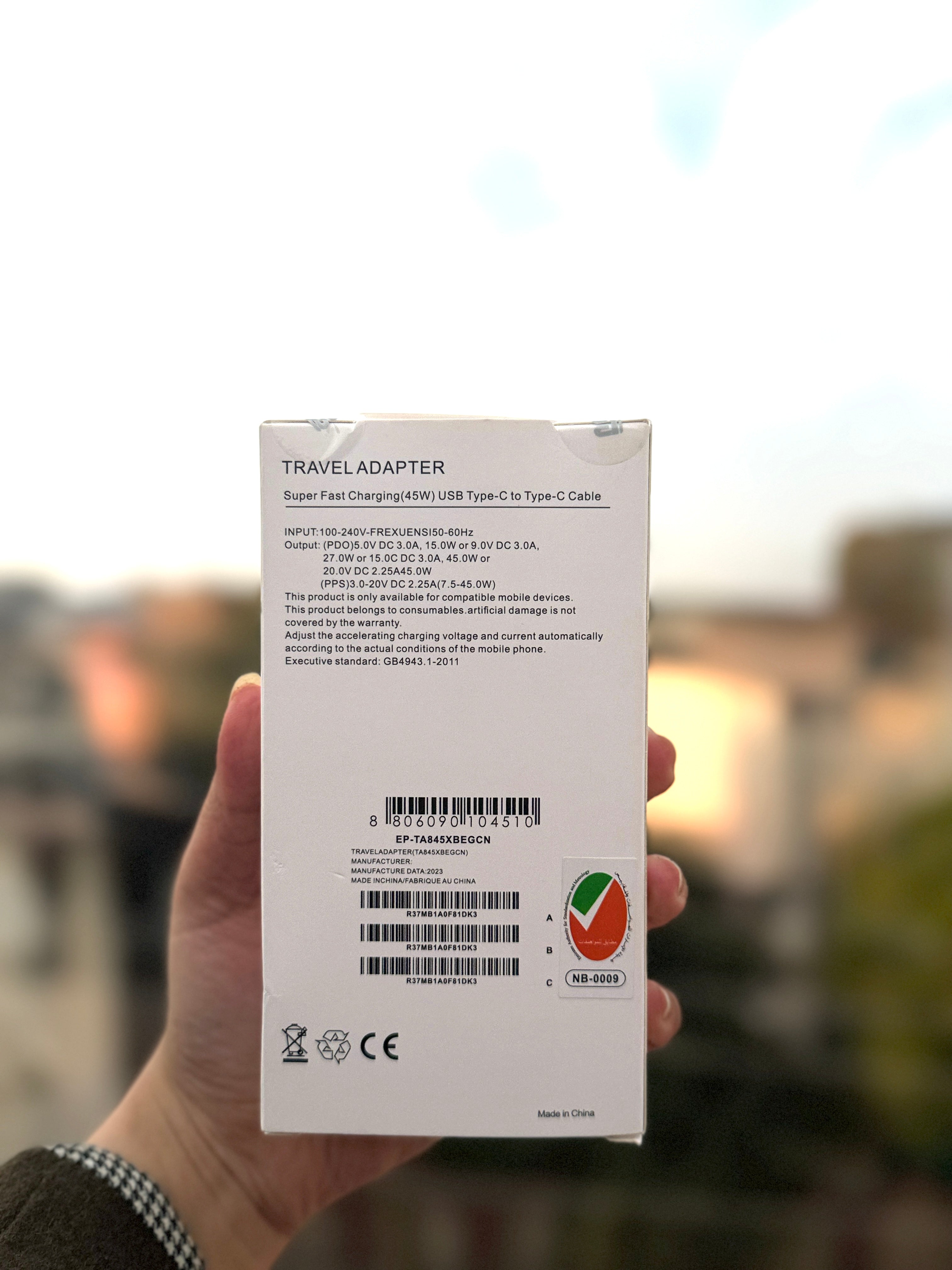 45W USB‑C PD Fast Charger with Type‑C to C Cable