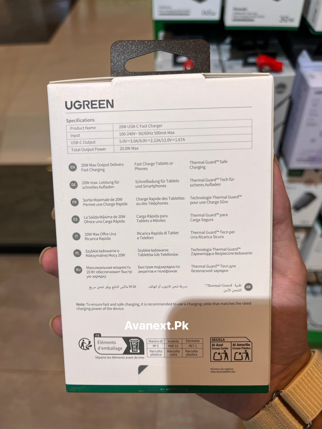 UGREEN 20W USB-C fast charger specifications