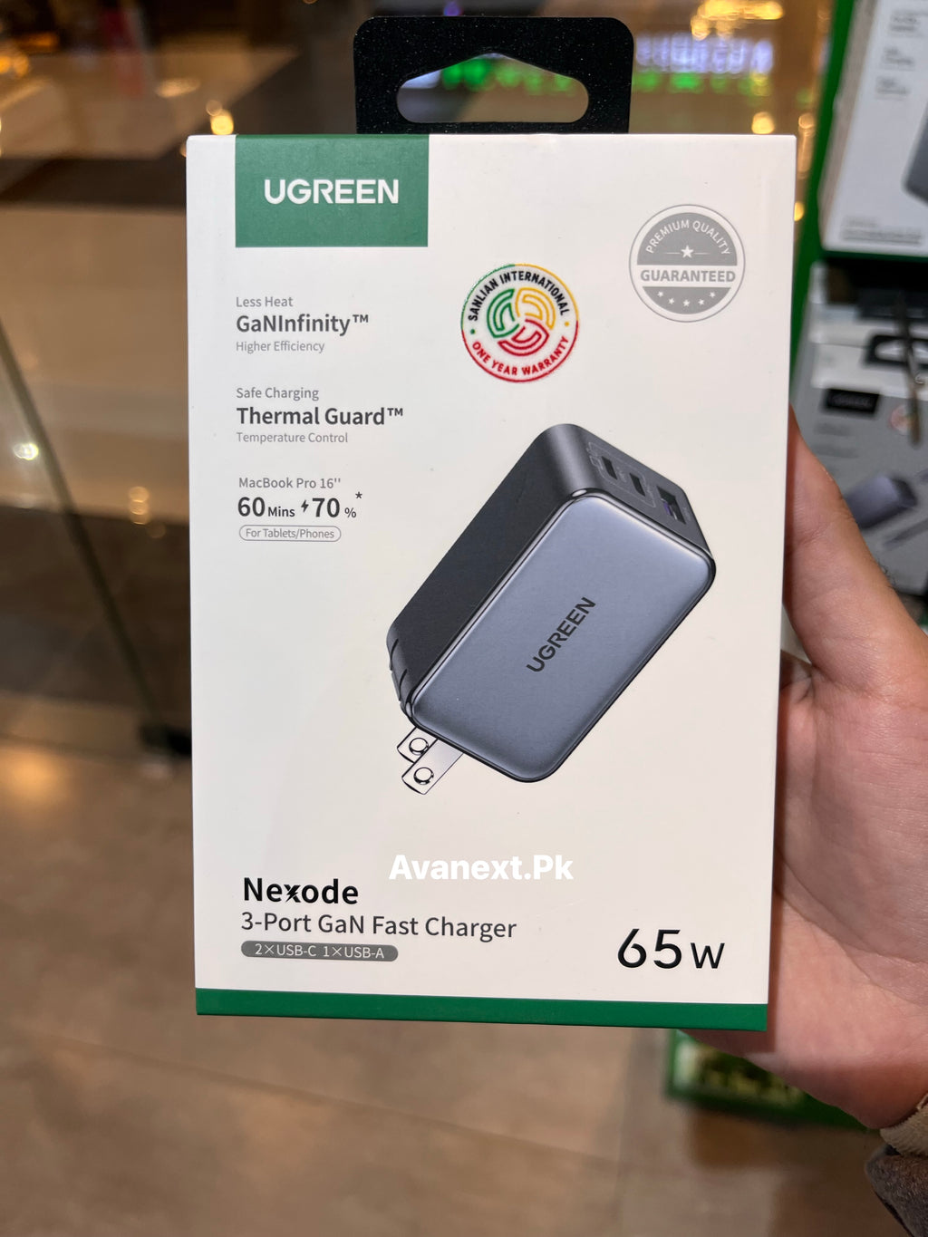 UGREEN Nexode 65W 3-port GaN charger front