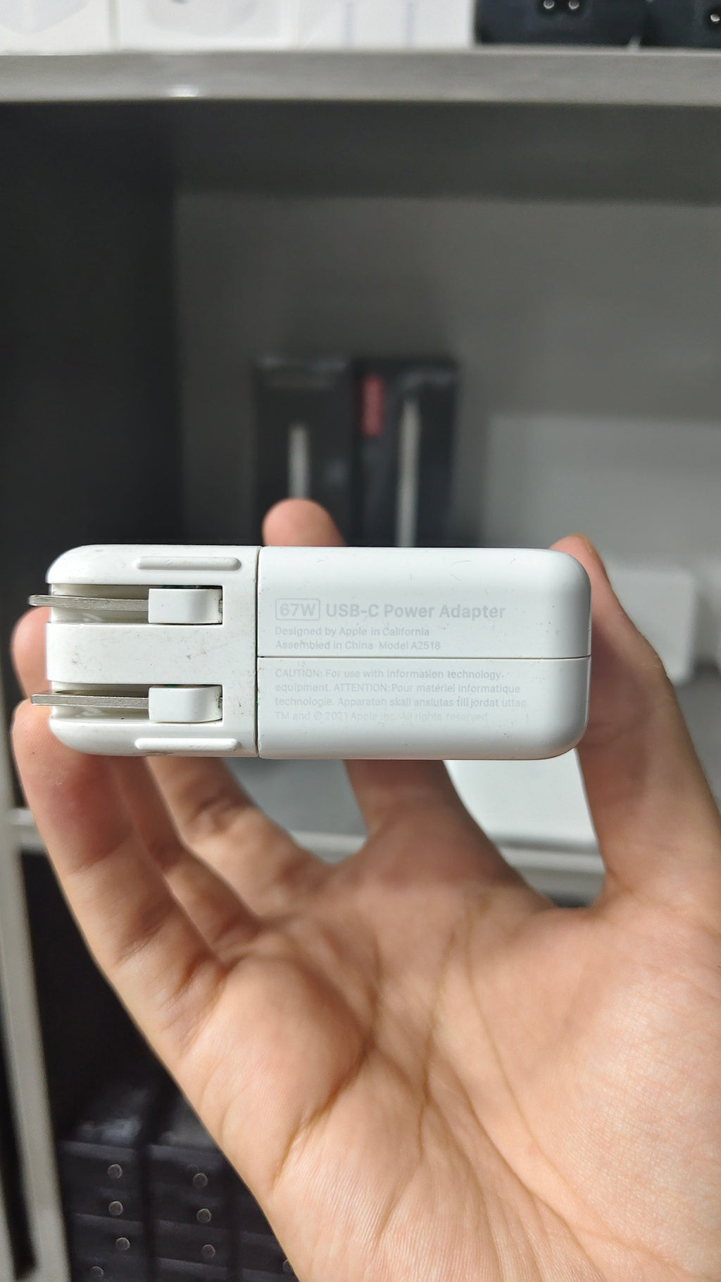 Apple 67W USB-C Power Adapter model A2518 label