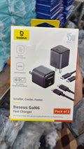 Baseus GaN6 45W USB-C fast charger pack of 2 front packaging