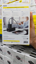 Baseus GaN6 45W USB-C charger specifications and barcode