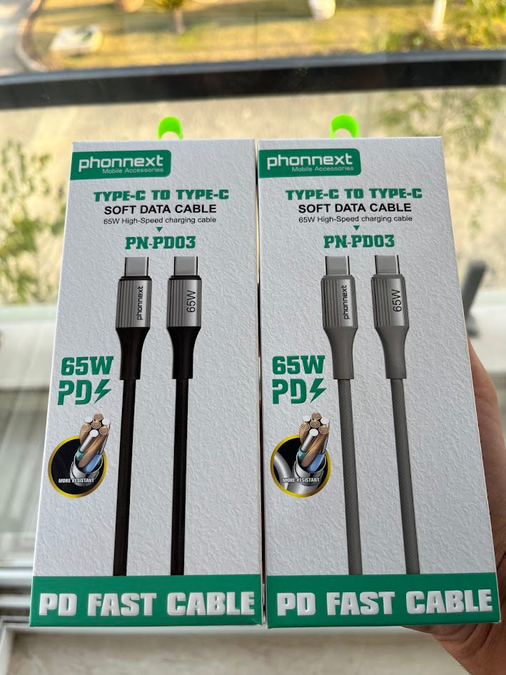 Type-C to Type-C 65W Fast Charging Data Cable Phonnext PD-03