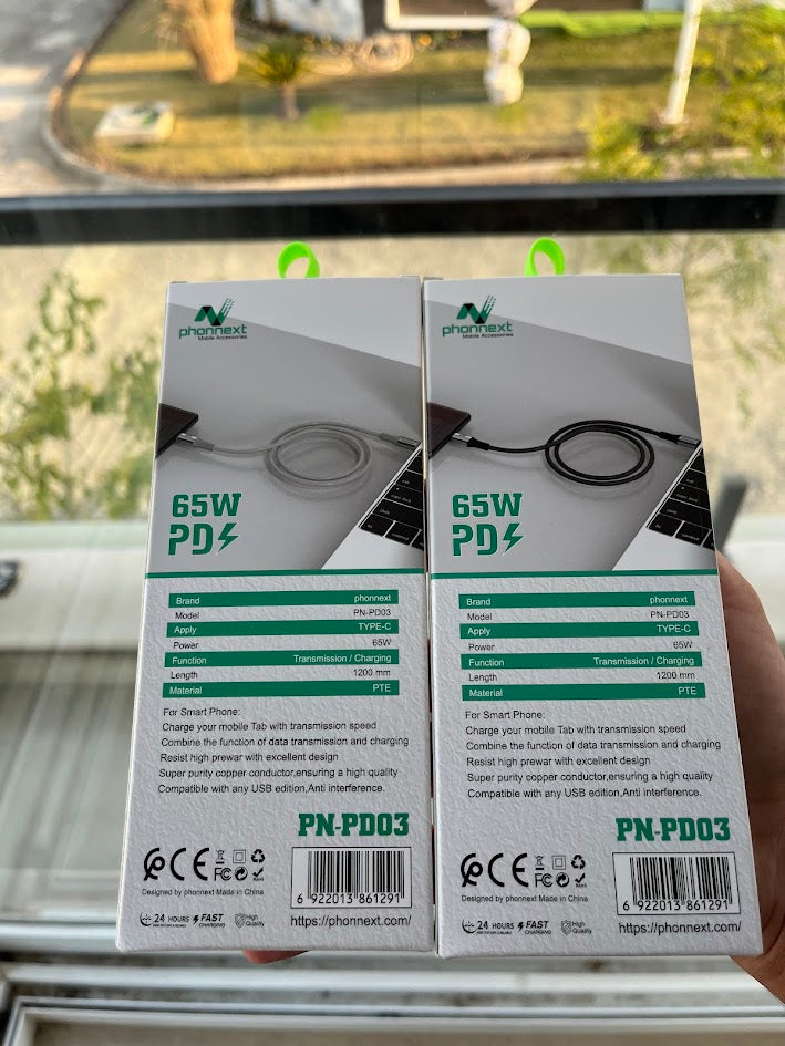 Type-C to Type-C 65W Fast Charging Data Cable Phonnext PD-03