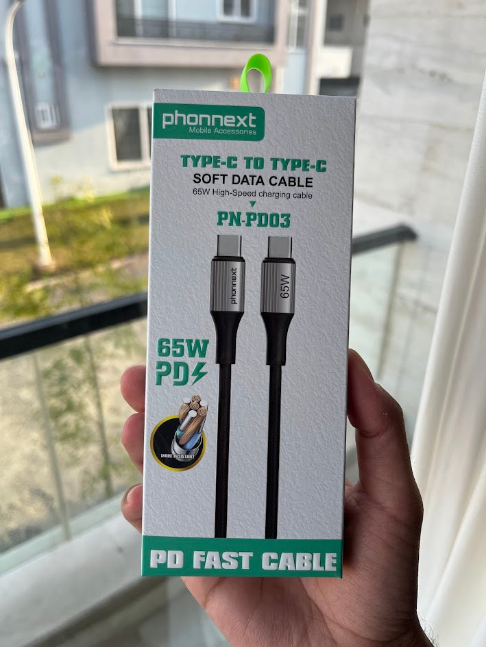 Type-C to Type-C 65W Fast Charging Data Cable Phonnext PD-03