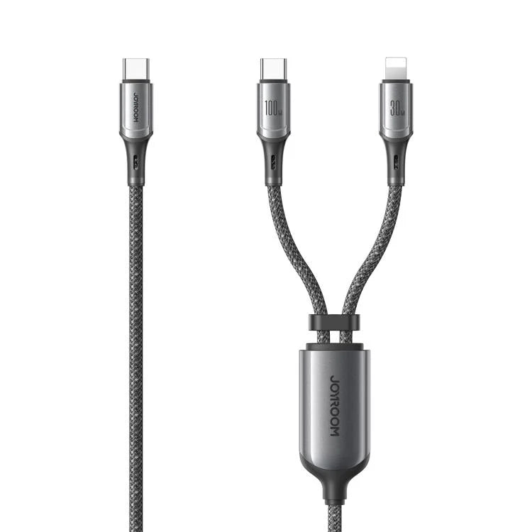 JOYROOM S-A57 RapidX Series 100W 2-in-1 Fast Charging Data Cable (Type-C to Type-C+Lightning) 1.5m product image in Pakistan | AvaNext.pk
