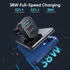 Joyroom 38W 3-port fast car charger — side angle view Pakistan