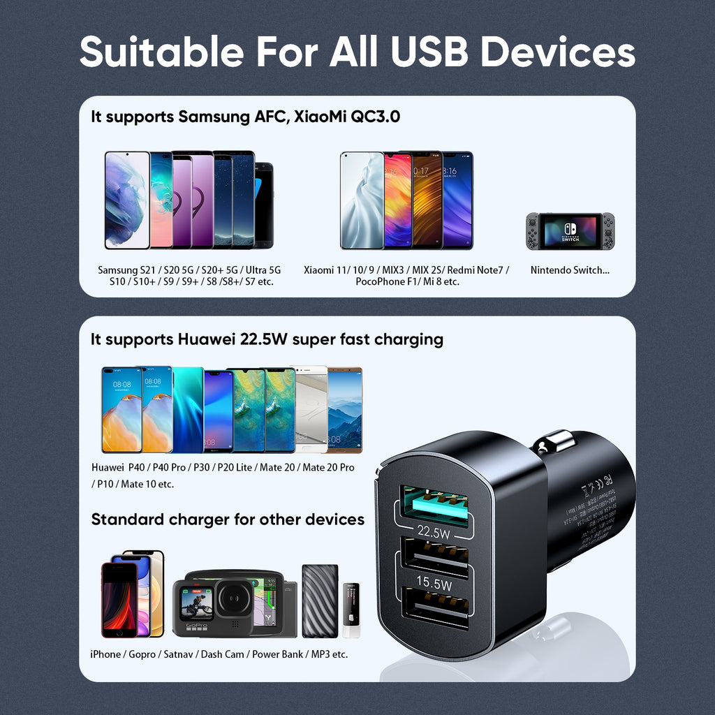 Joyroom 38W 3-Port Fast Car Charger Pakistan – C-A19