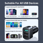 Joyroom 38W 3-port fast car charger — size comparison view Pakistan