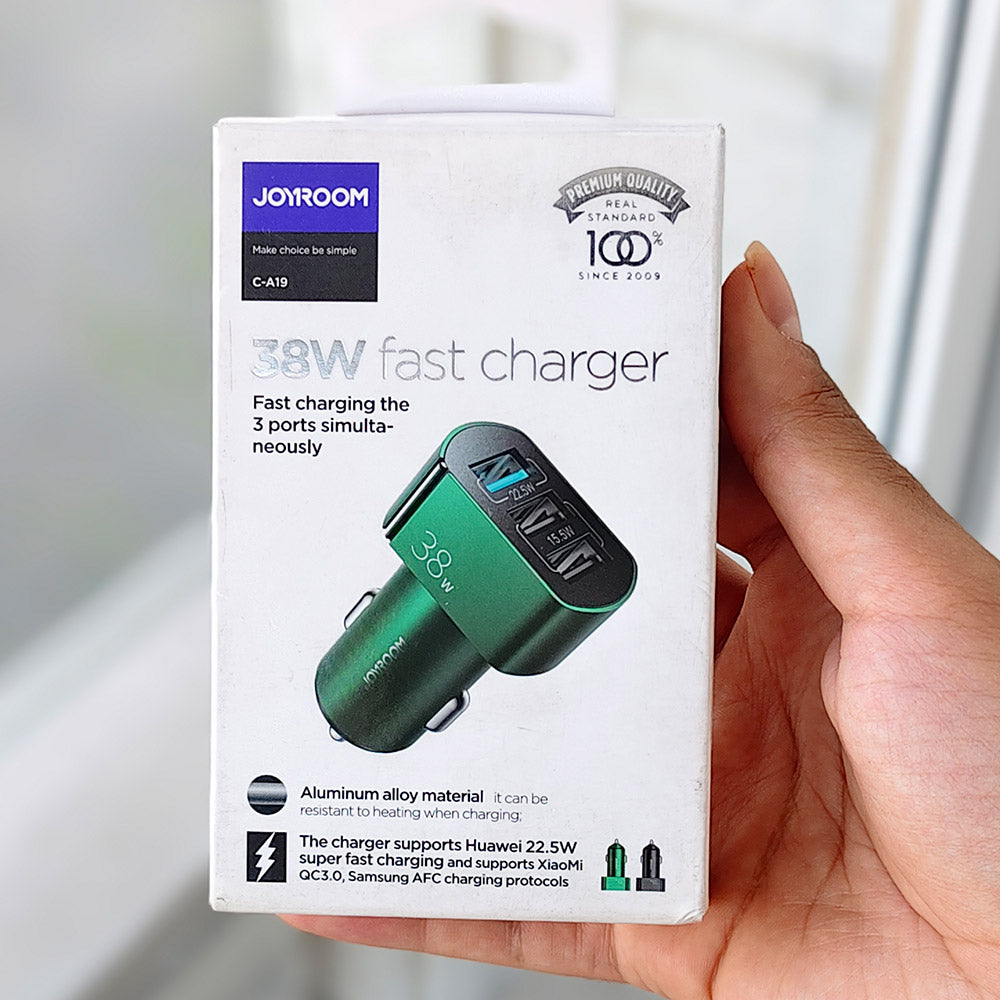 Joyroom C-A19 38W 3-Port Fast Car Charger