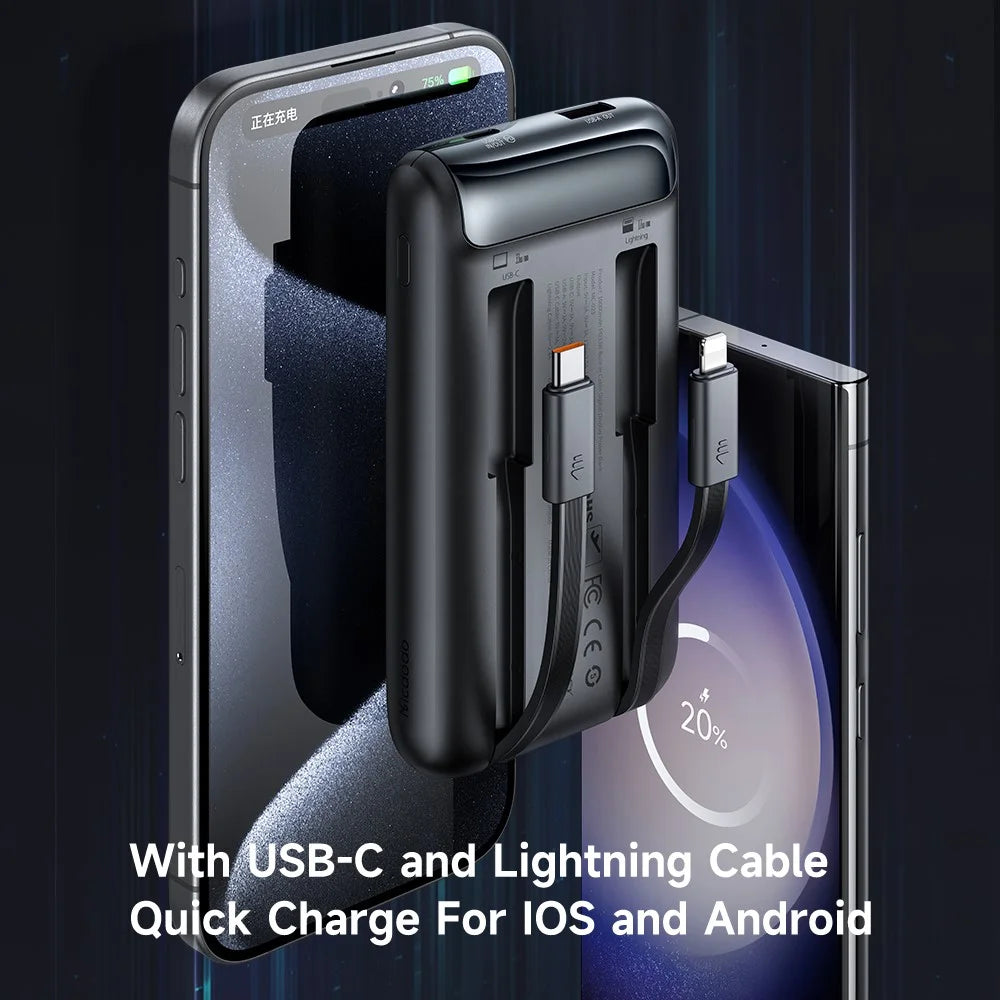 Mcdodo 33W 10000mAh Power Bank with Built-in Cables and Digital Display - MC-0231 - image 3