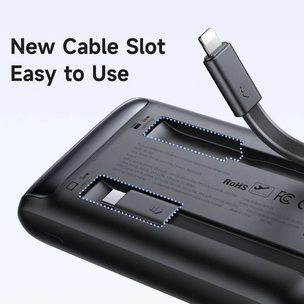 Mcdodo 33W 10000mAh Power Bank with Built-in Cables and Digital Display - MC-0231 - image 4