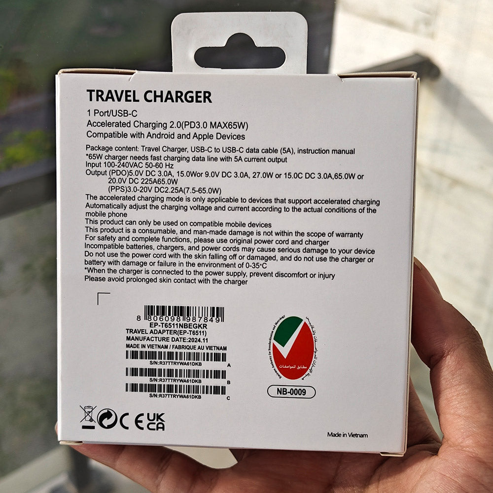 Samsung EP-T6511 65W PD Power Adapter Trio with USB-C to USB-C