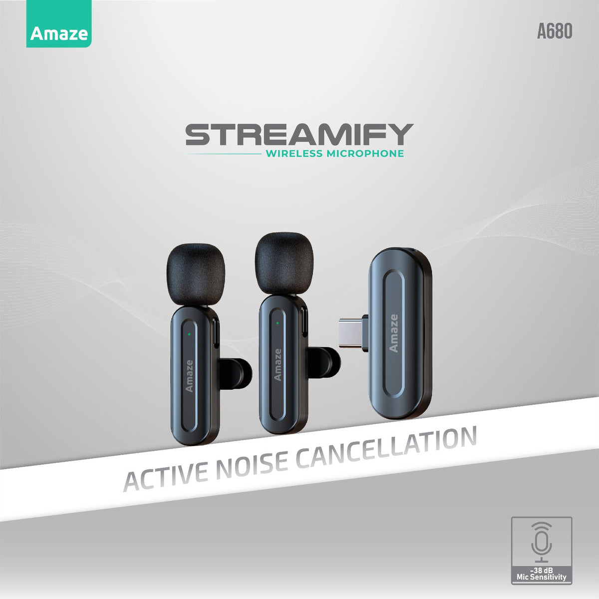 Amaze Streamify Active Noise Cancellation Wireless Microphone A680 in Pakistan - image 3