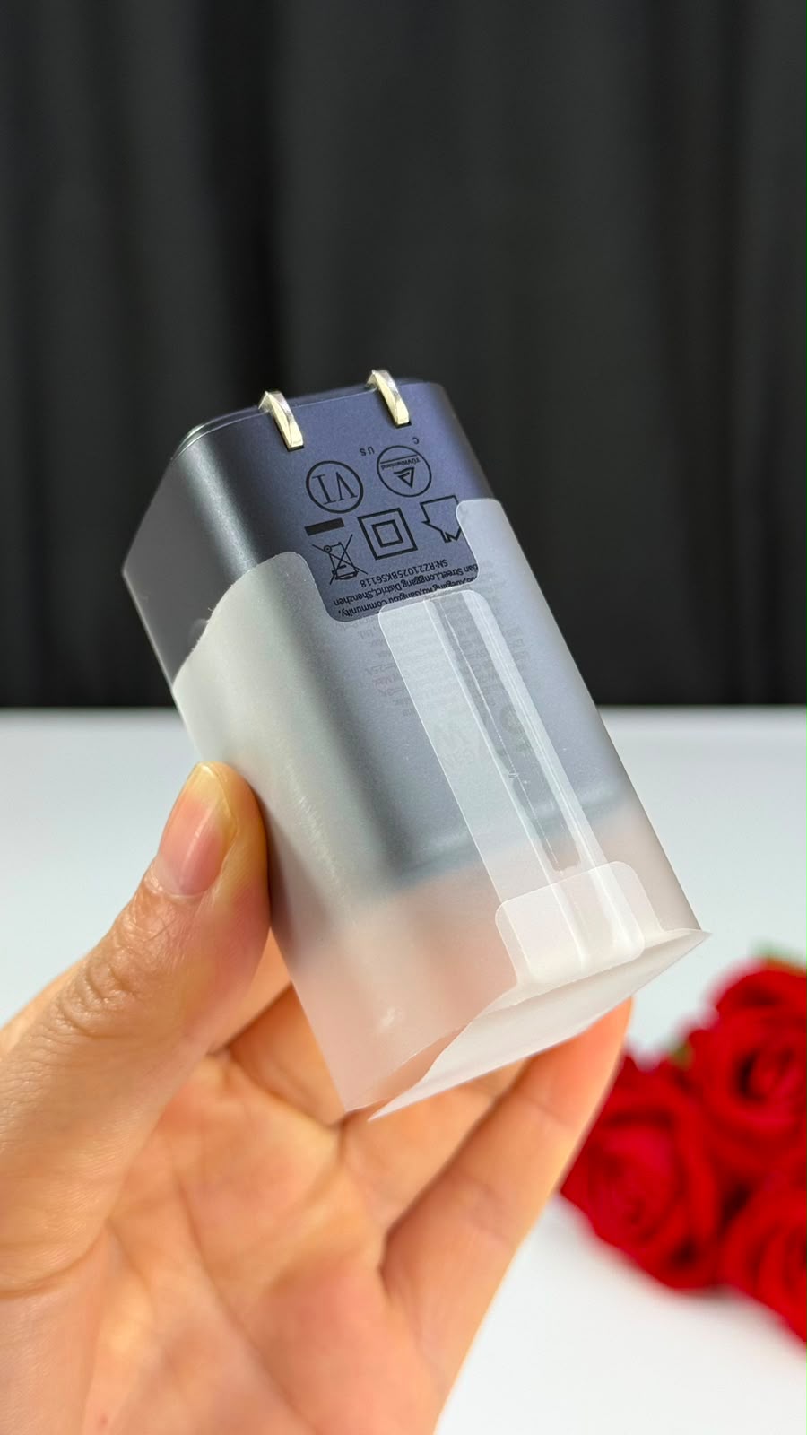 Baseus PicoGo AE11 67W GaN Charger bottom with safety certifications