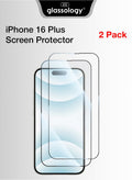 Glassology 2 pack iPhone 16 Plus 9H Tempered Glass Screen Protector Scratch Resistant, Ultra Clear, Anti-Fingerprint, Case-Friendly Bundle for iPhone 16 Plus