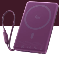 Baseus PicoGo AM52 Qi2.2 45W Dark Cherry magnetic power bank with cable