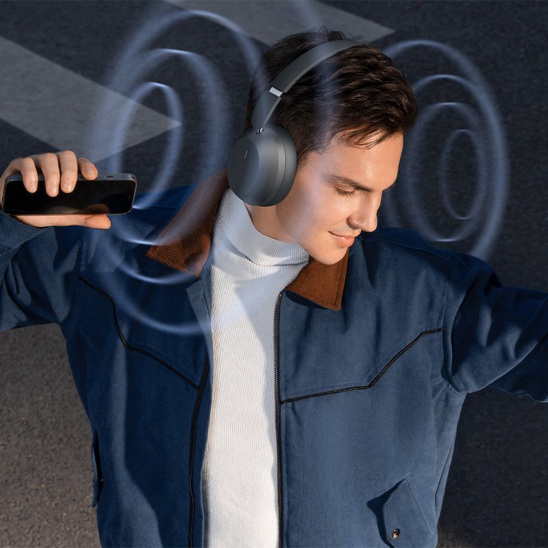 Baseus Bass 35 Max Twilight Grey wireless headphones front view