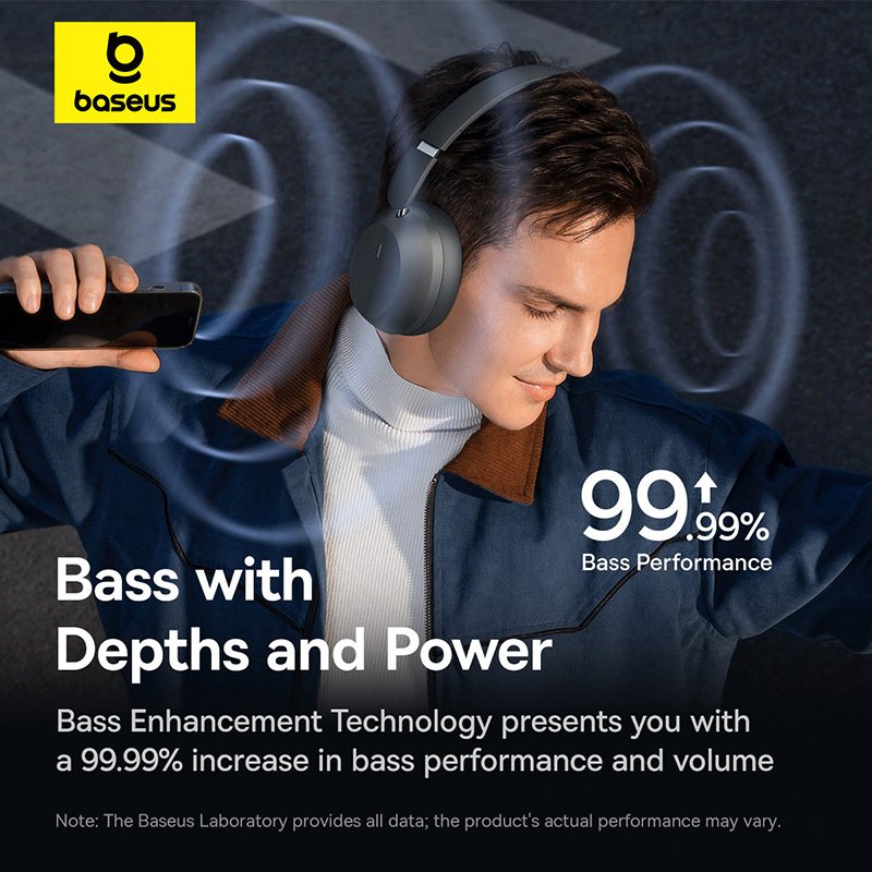 Baseus Bass 35 Max Twilight Grey headphones extended headband