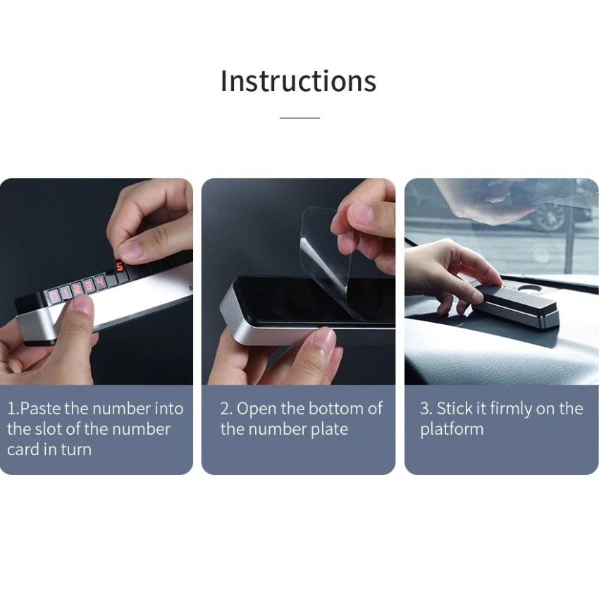 Baseus ACNUM-B0G compact temporary parking plate dimensions